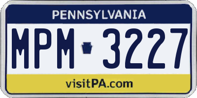PA license plate MPM3227