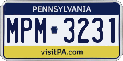 PA license plate MPM3231