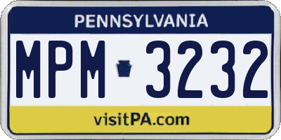 PA license plate MPM3232