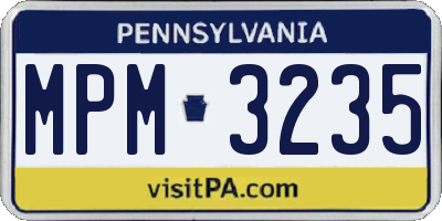 PA license plate MPM3235