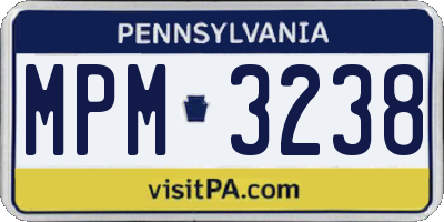 PA license plate MPM3238