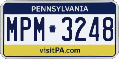 PA license plate MPM3248