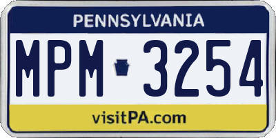 PA license plate MPM3254