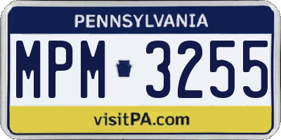 PA license plate MPM3255