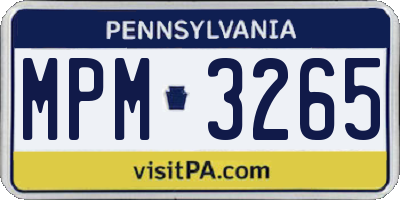 PA license plate MPM3265