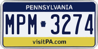 PA license plate MPM3274