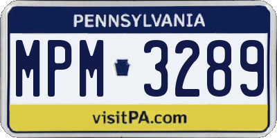 PA license plate MPM3289
