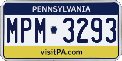PA license plate MPM3293