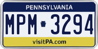 PA license plate MPM3294