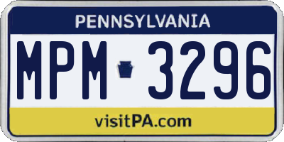 PA license plate MPM3296