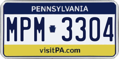 PA license plate MPM3304
