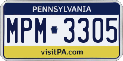 PA license plate MPM3305
