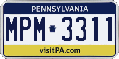 PA license plate MPM3311