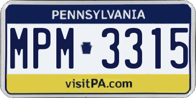PA license plate MPM3315