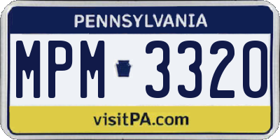 PA license plate MPM3320