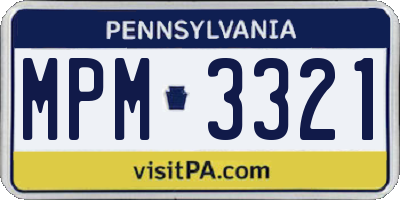 PA license plate MPM3321