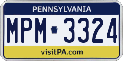 PA license plate MPM3324