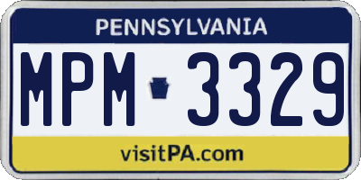 PA license plate MPM3329