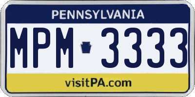 PA license plate MPM3333