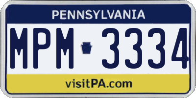PA license plate MPM3334