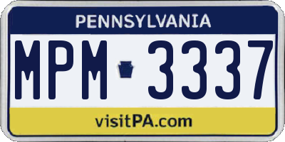 PA license plate MPM3337