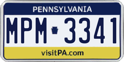 PA license plate MPM3341