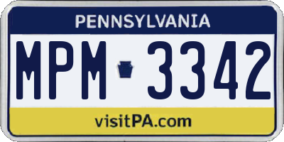 PA license plate MPM3342