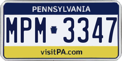 PA license plate MPM3347