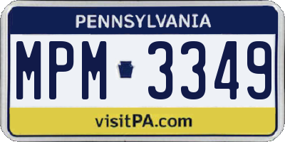 PA license plate MPM3349