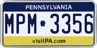 PA license plate MPM3356