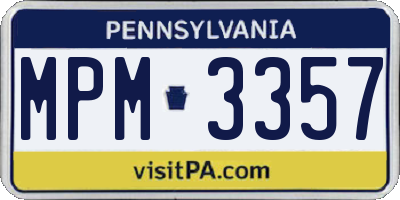 PA license plate MPM3357