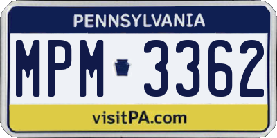 PA license plate MPM3362