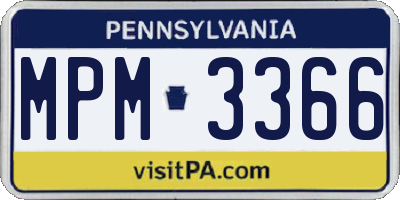 PA license plate MPM3366