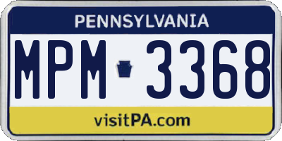 PA license plate MPM3368