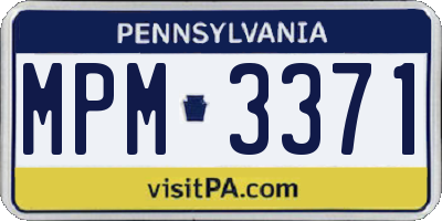 PA license plate MPM3371