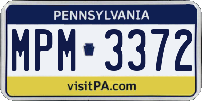 PA license plate MPM3372
