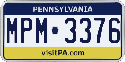 PA license plate MPM3376
