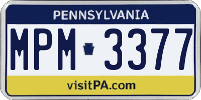 PA license plate MPM3377
