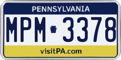 PA license plate MPM3378