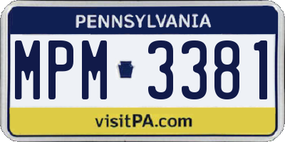 PA license plate MPM3381