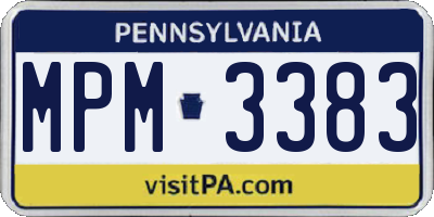 PA license plate MPM3383