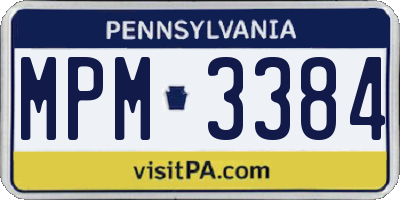 PA license plate MPM3384