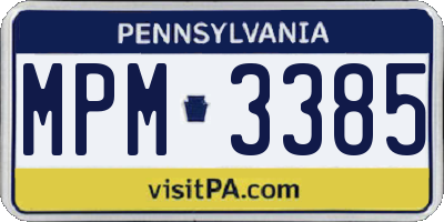 PA license plate MPM3385