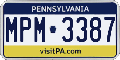 PA license plate MPM3387