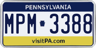PA license plate MPM3388