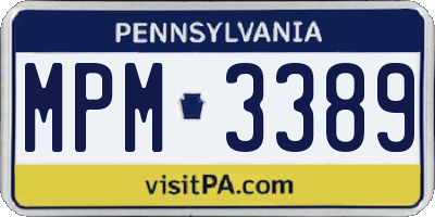 PA license plate MPM3389