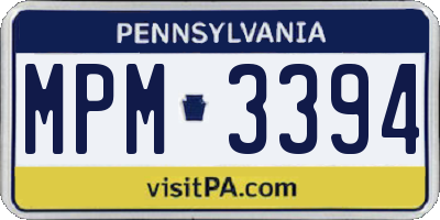 PA license plate MPM3394
