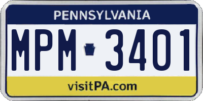 PA license plate MPM3401