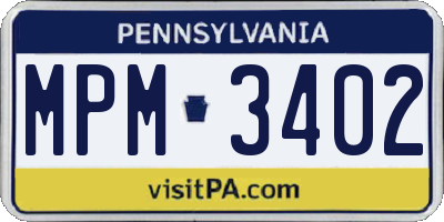 PA license plate MPM3402