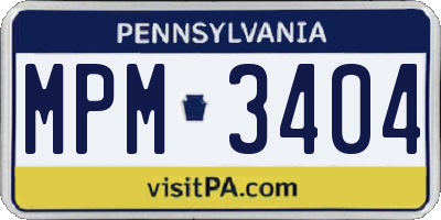 PA license plate MPM3404